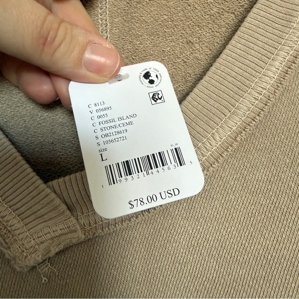 We the Free Venice V-Neck Sweatshirt, Fossil Island, L, NWT - Picture 10 of 16